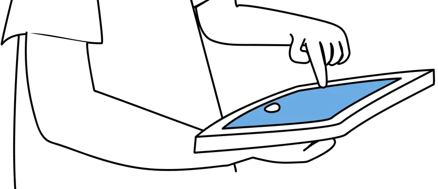 Illustrasjon av en person som trykker på en digital skjerm